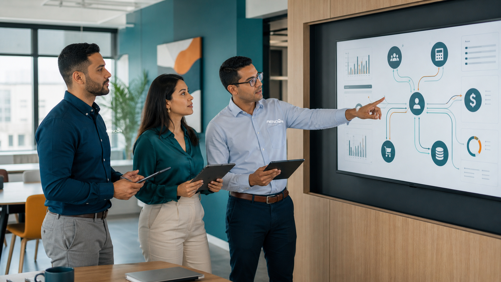 Business and technology team designing connected enterprise integrations